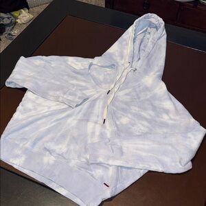 Philanthropy Light Blue Tie-Dye Womens Hoodie Sweatshirt